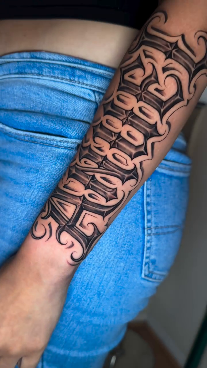 Tattoo by @namztattoo — lettering_script, chicano