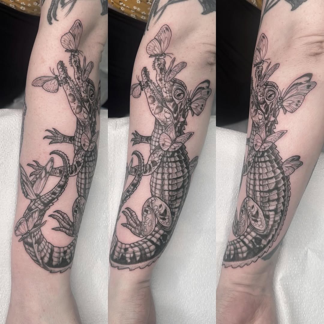 Tattoo by @creature_tattooer — illustrative, black_and_grey