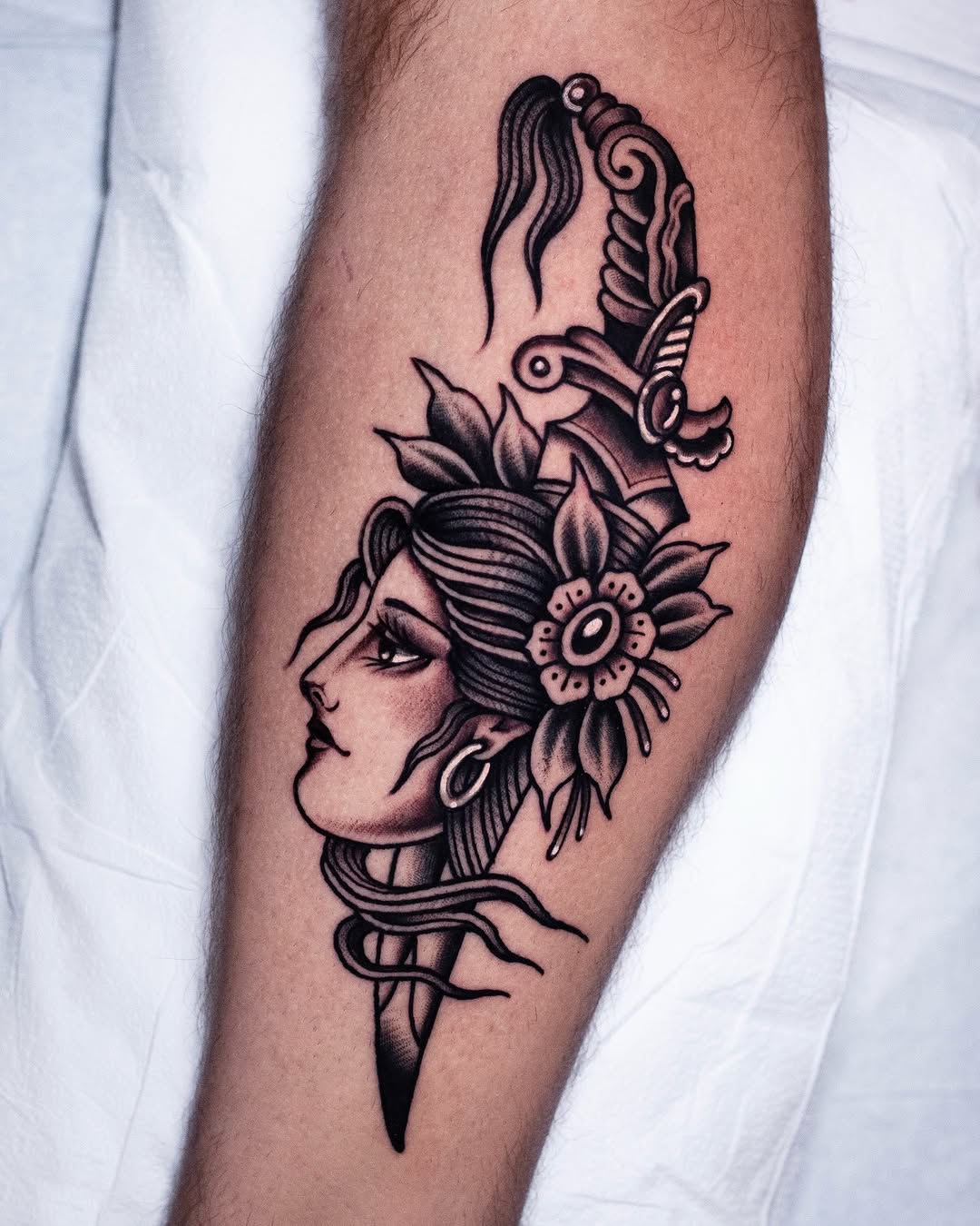 Tattoo by @miguelcomintattooer โ american_traditional, black_and_grey