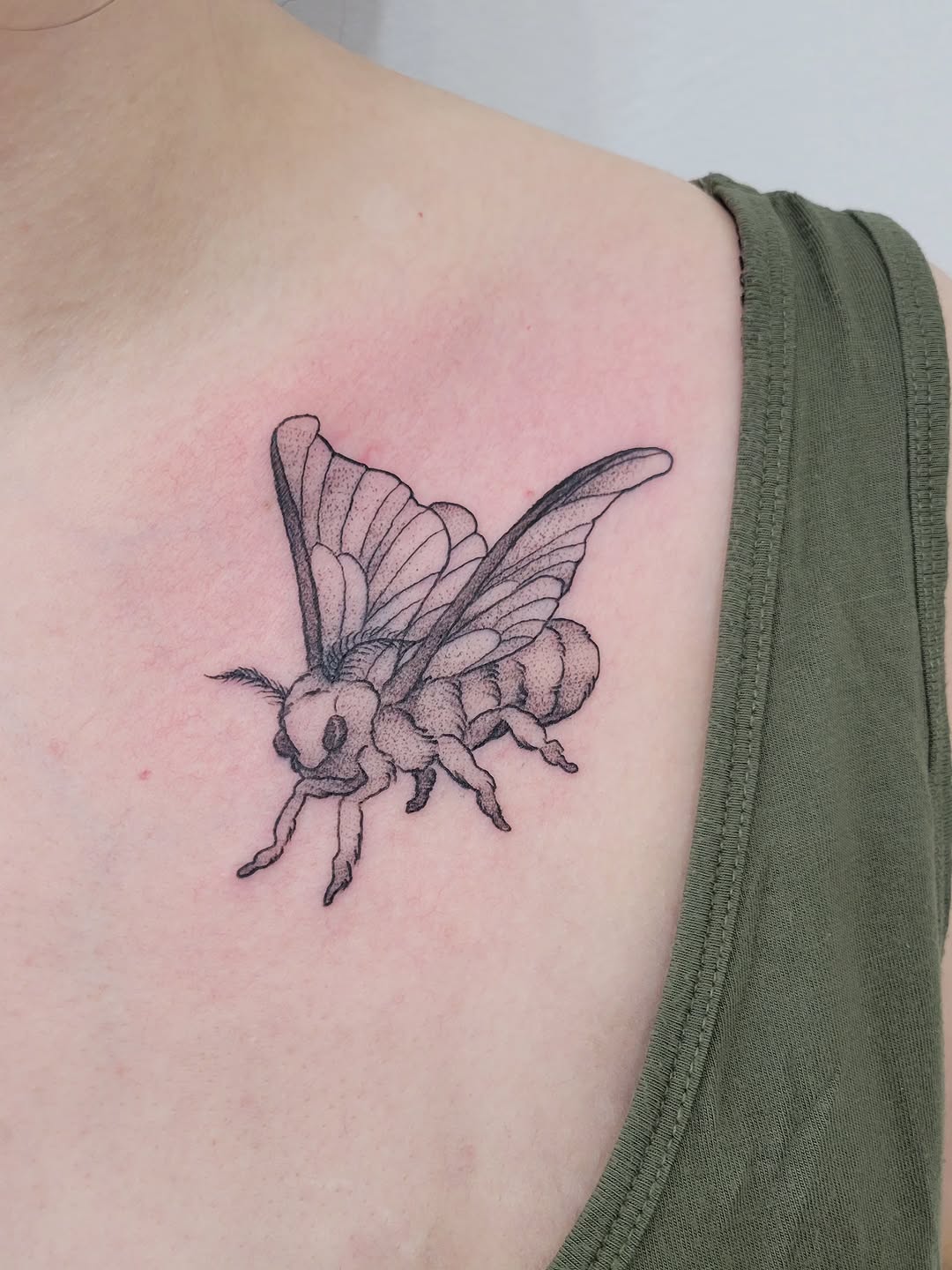 Tattoo by @melancholy.moth.tattoo — dotwork, fine_line