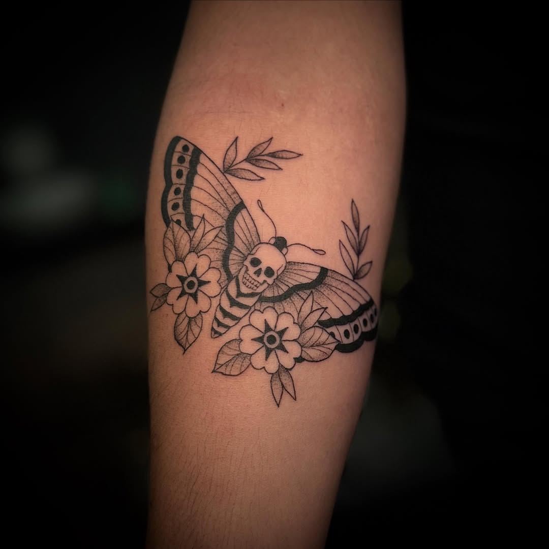 Tattoo by @tinarosetattoos — illustrative, black_and_grey