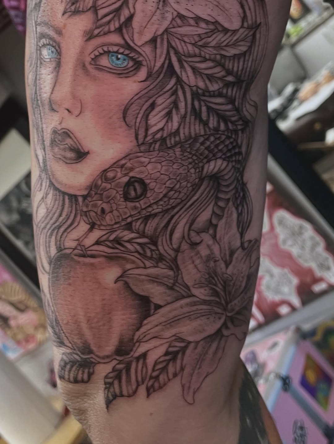 Tattoo by @tattoomebella — realism, black_and_grey
