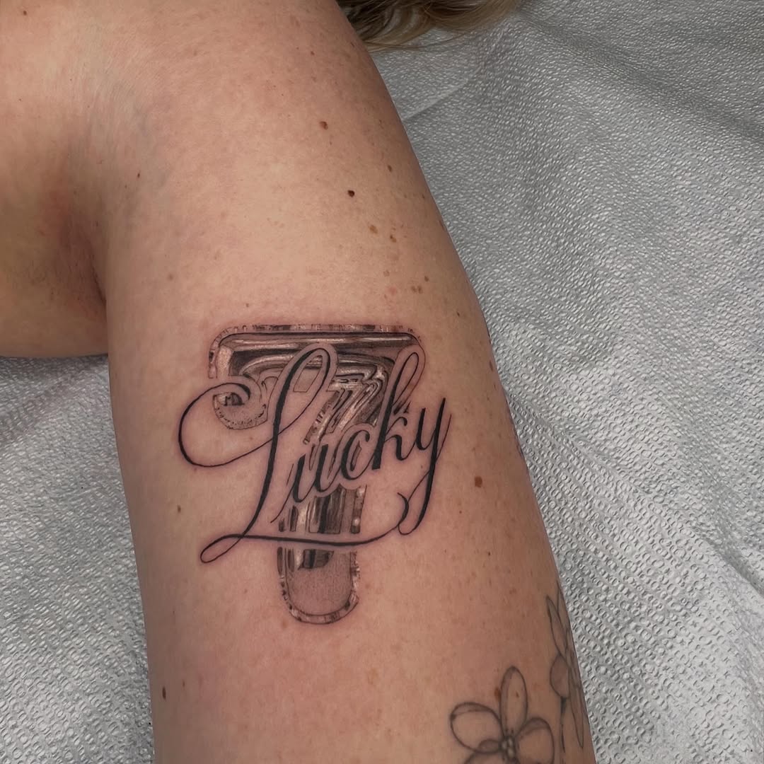 Tattoo by @robbwilsontattoos โ lettering_script, chicano