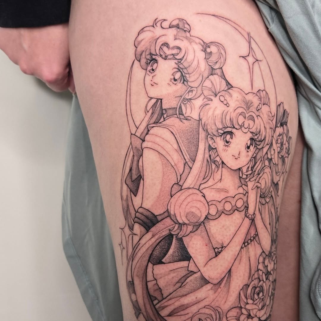 Tattoo by @savshimi — anime, fine_line