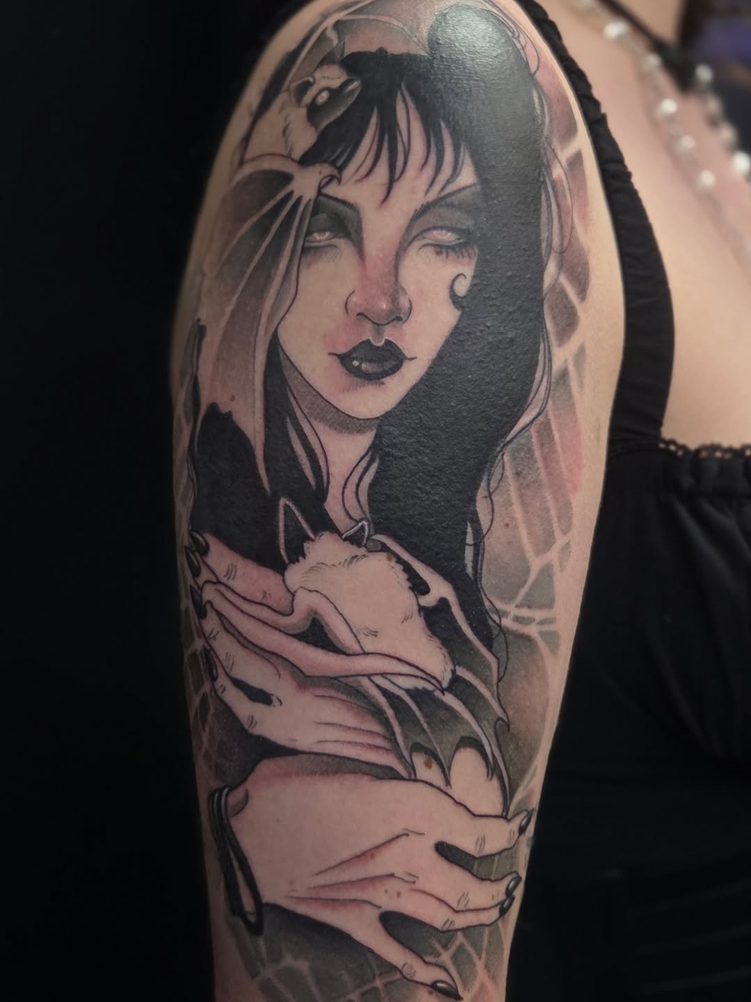 Tattoo by @batbonez — dark_realism, black_and_grey