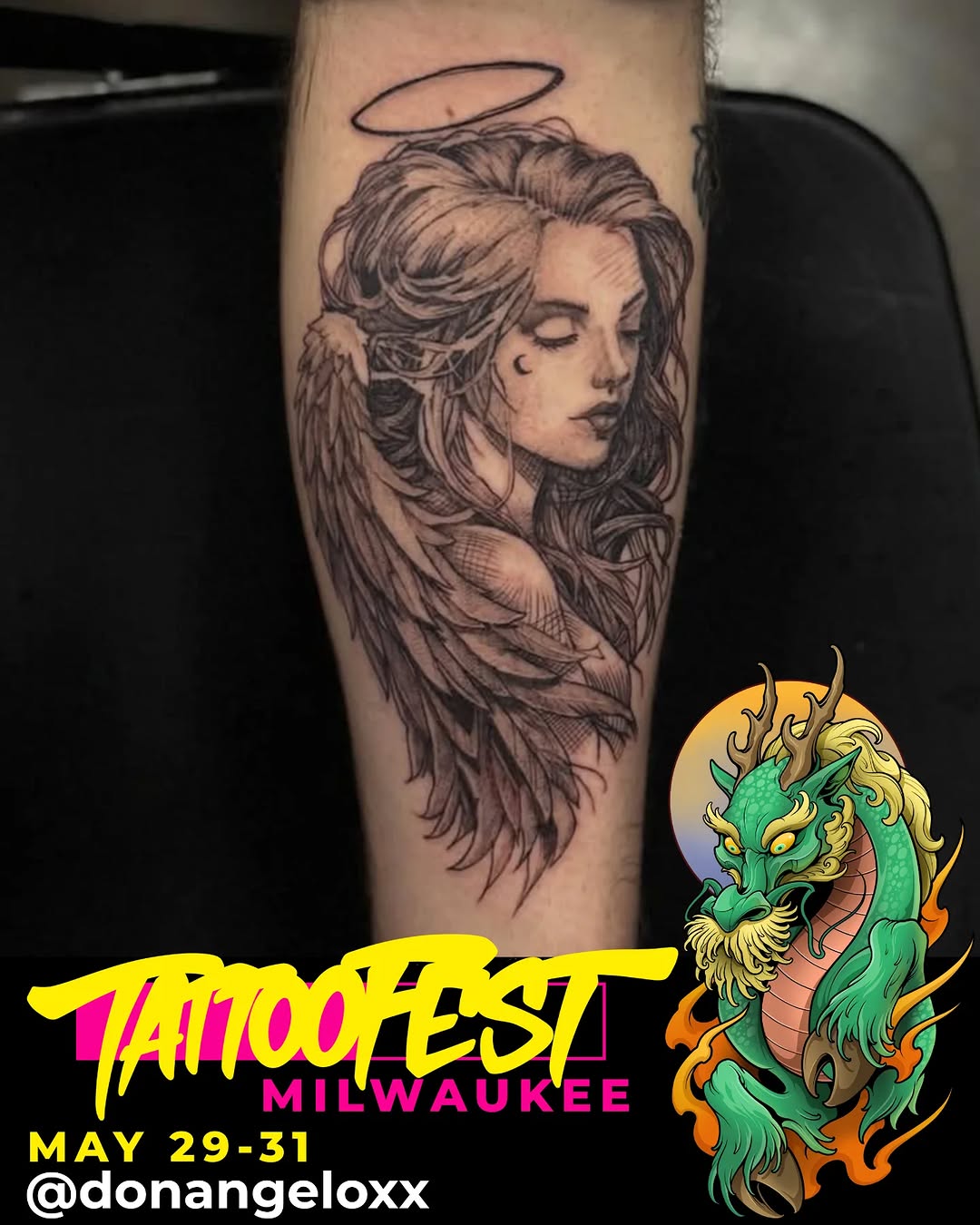 Tattoo by @donangeloxx — black_and_grey, illustrative