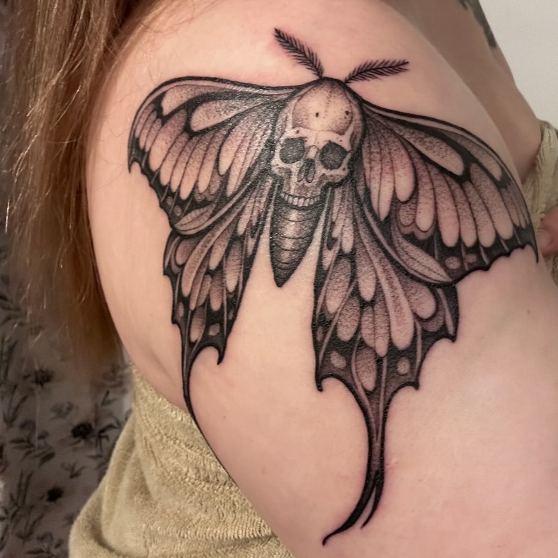 Tattoo by @hood_4_lifetattoos ā black_and_grey, dotwork