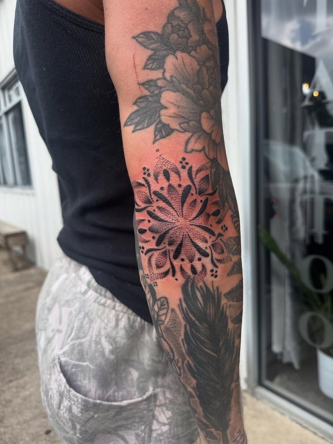 Tattoo by @tankiesfrattoos — dotwork, ornamental