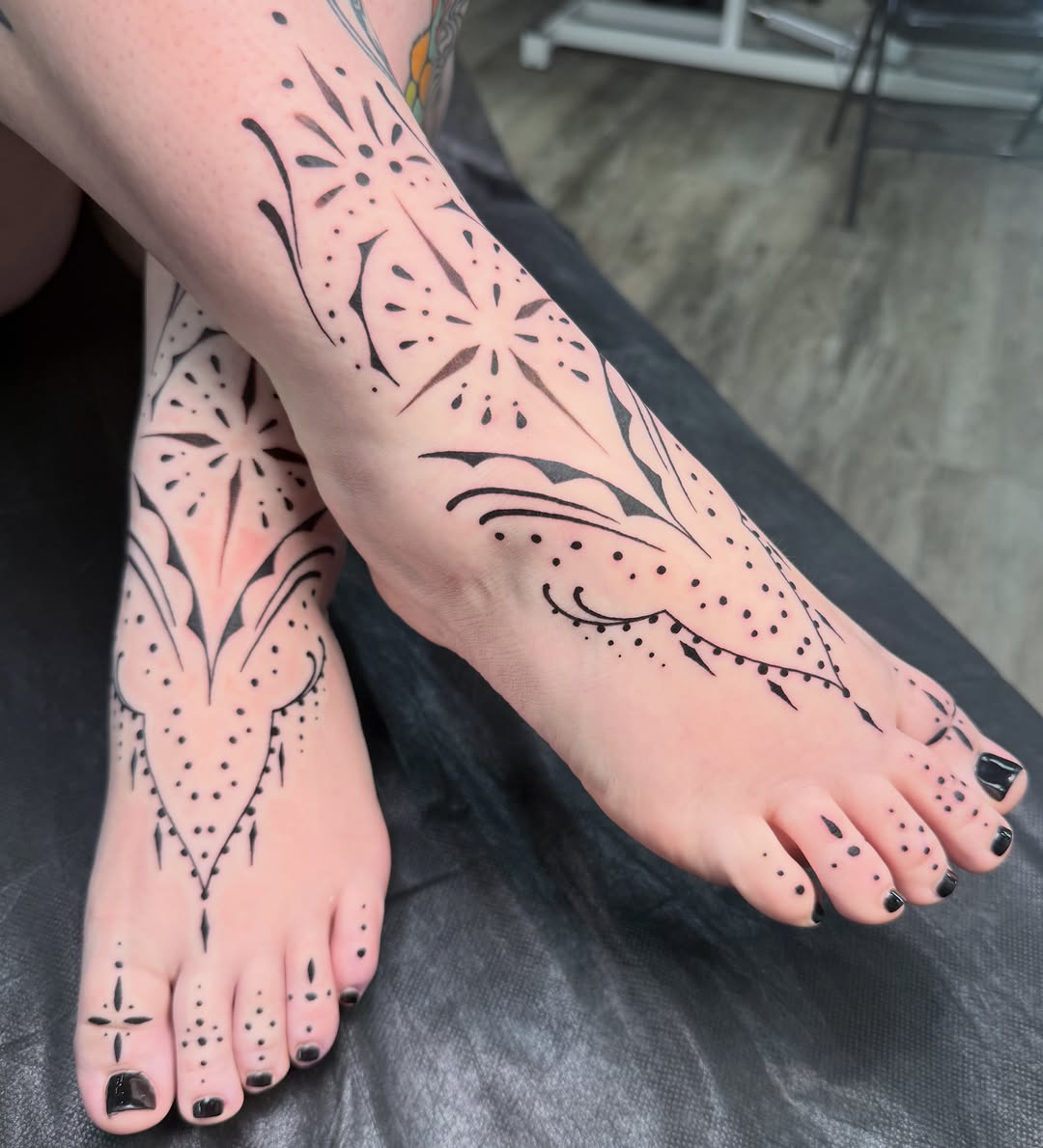 Tattoo by @taybeetattoo — dotwork, ornamental