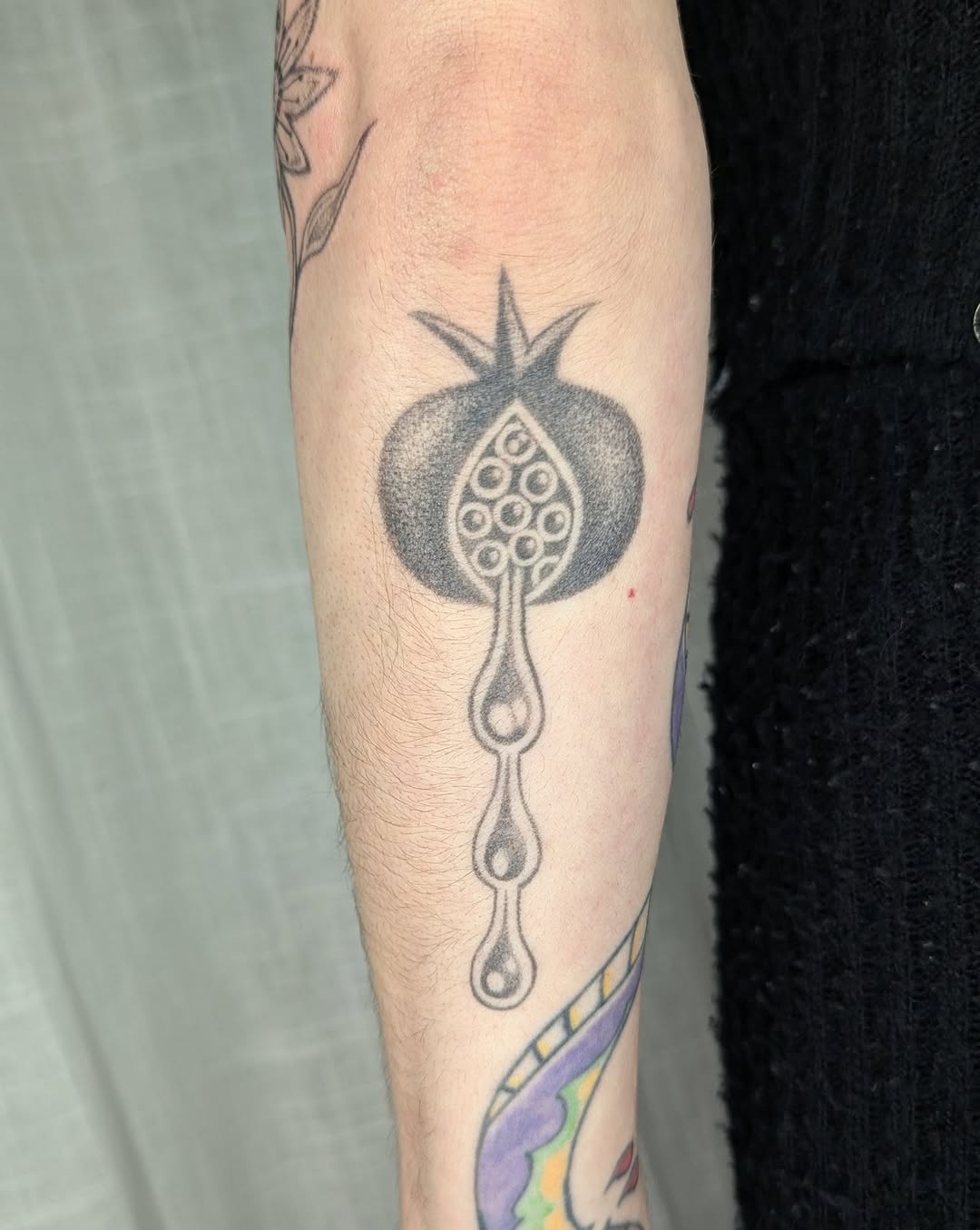 Tattoo by @sluggybunny — illustrative, dotwork