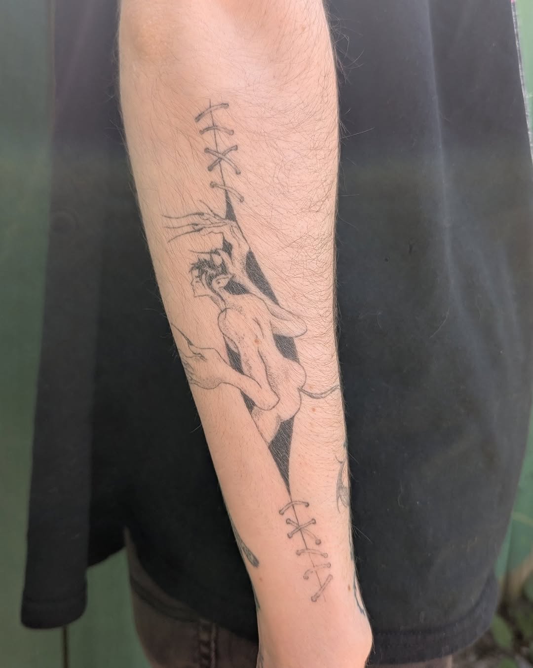 Tattoo by @sluggybunny — illustrative, black_and_grey