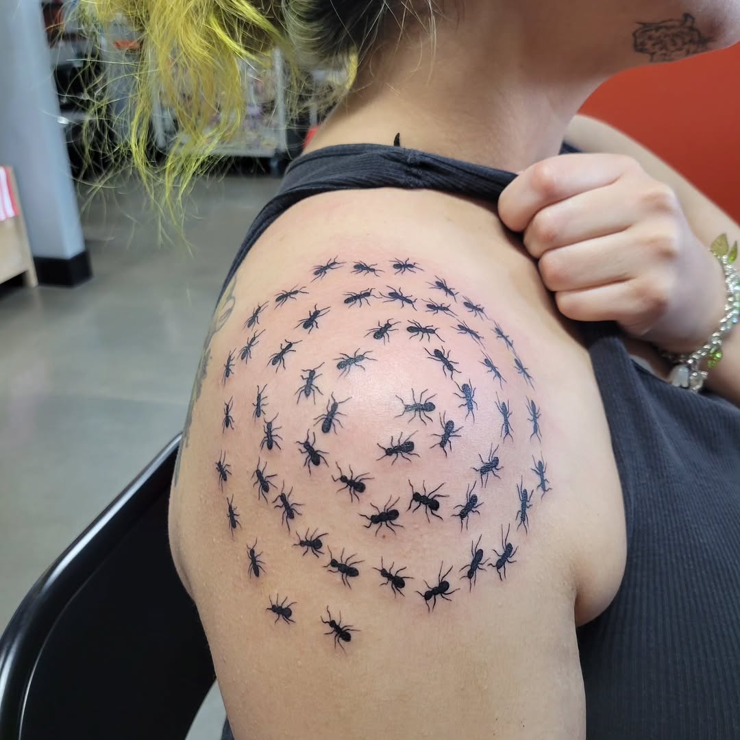 Tattoo by @nightmaristic — illustrative, blackwork