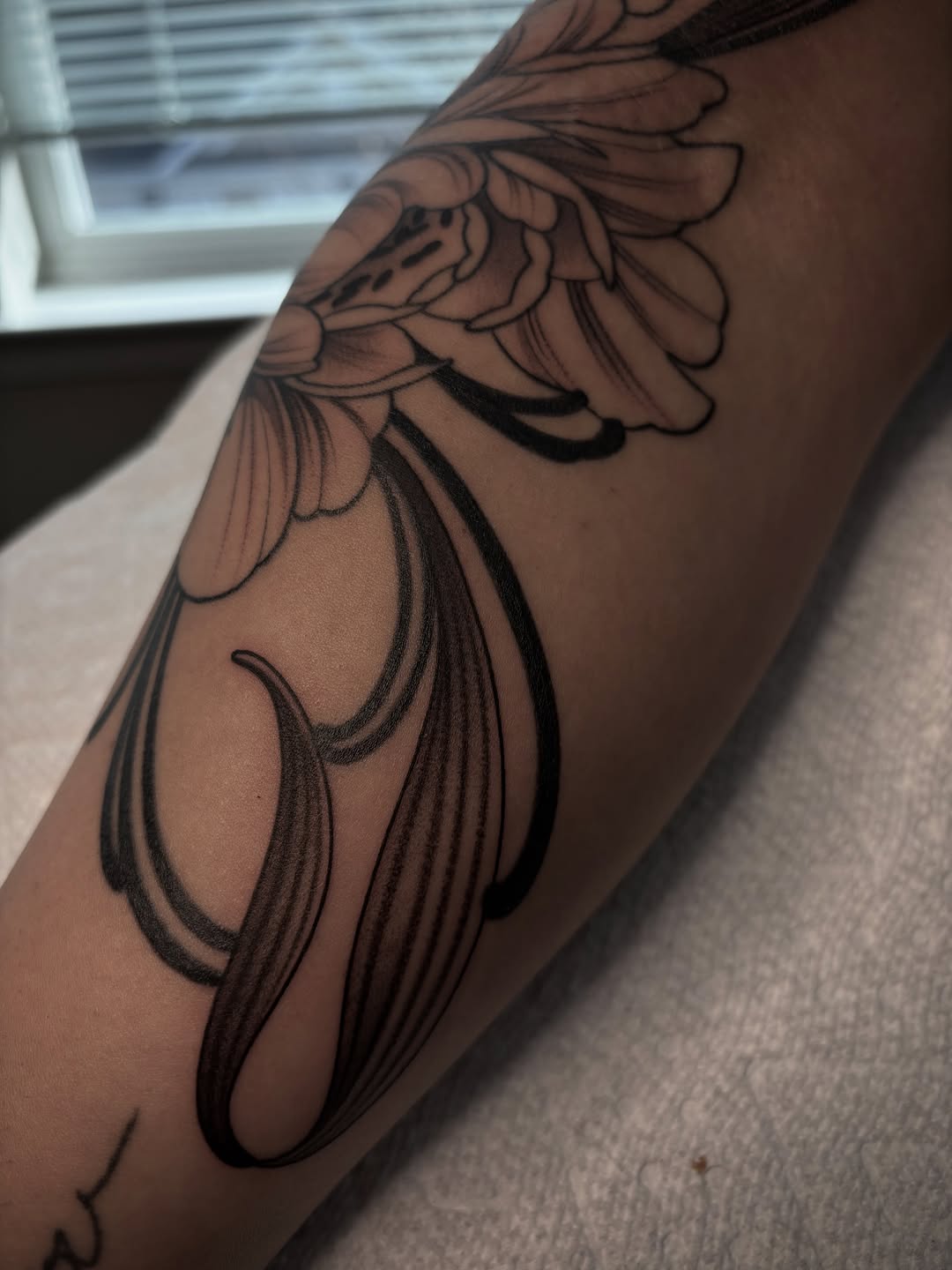 Tattoo by @tattoosbymeach — black_and_grey, ornamental