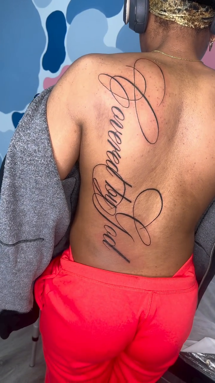 Tattoo by @sierrathetattooartist — lettering_script, fine_line