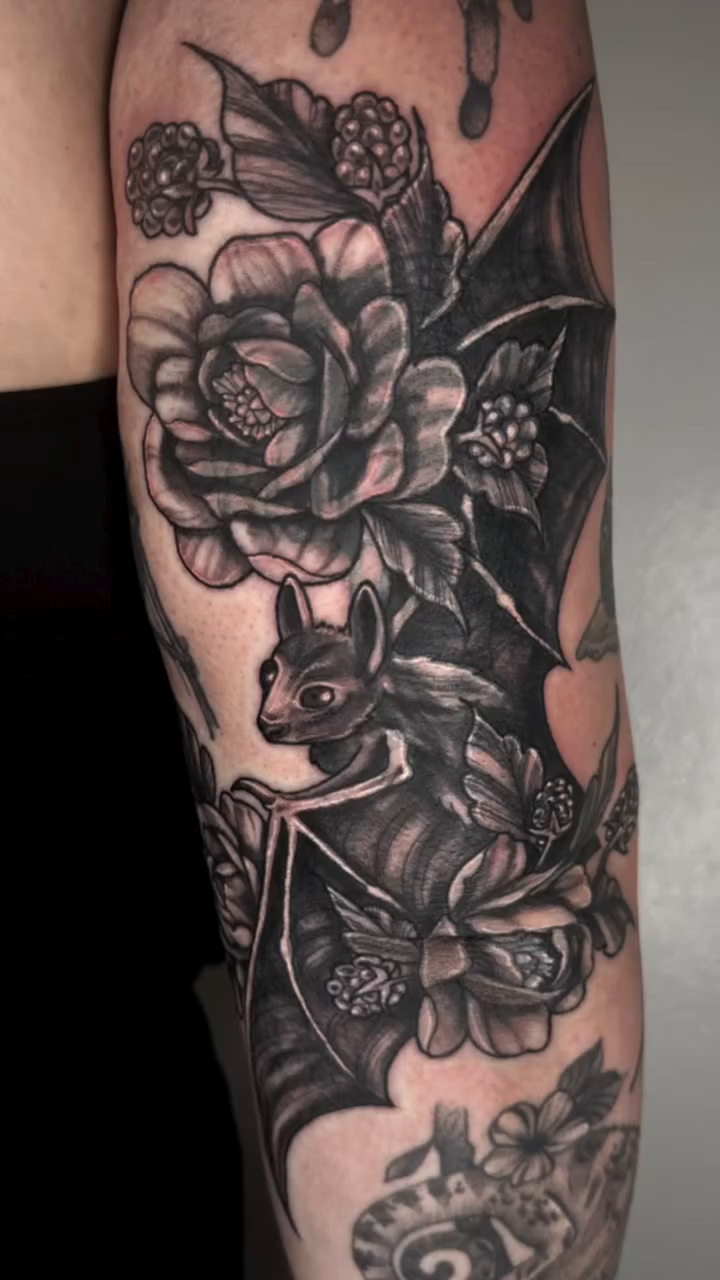 Tattoo by @persephoneink.co — blackwork, illustrative