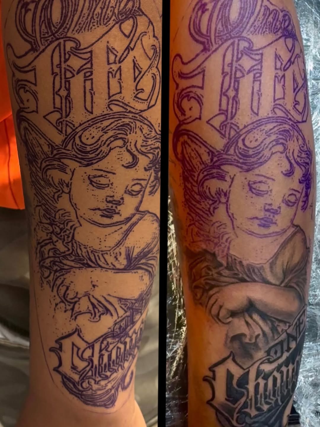 Tattoo by @inks.by.spider — lettering_script, black_and_grey
