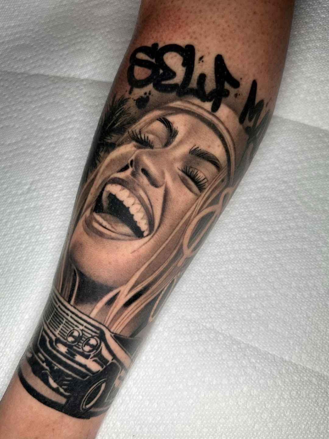 Tattoo by @katiektattoos โ realism, black_and_grey