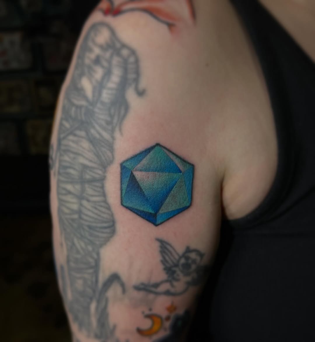 Tattoo by @gravestattooer — geometric, black_and_grey