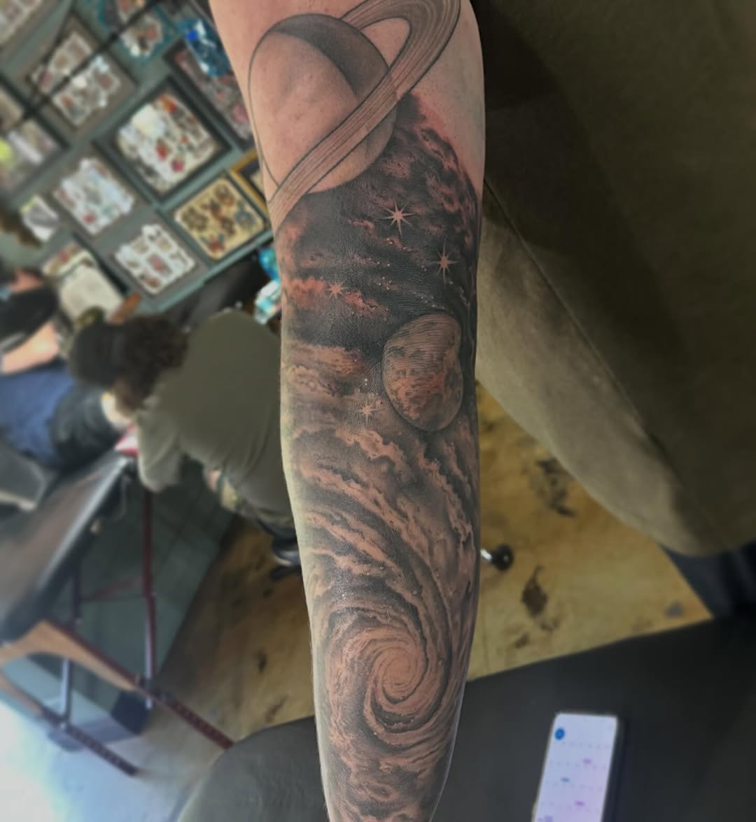 Tattoo by @gravestattooer — realism, black_and_grey