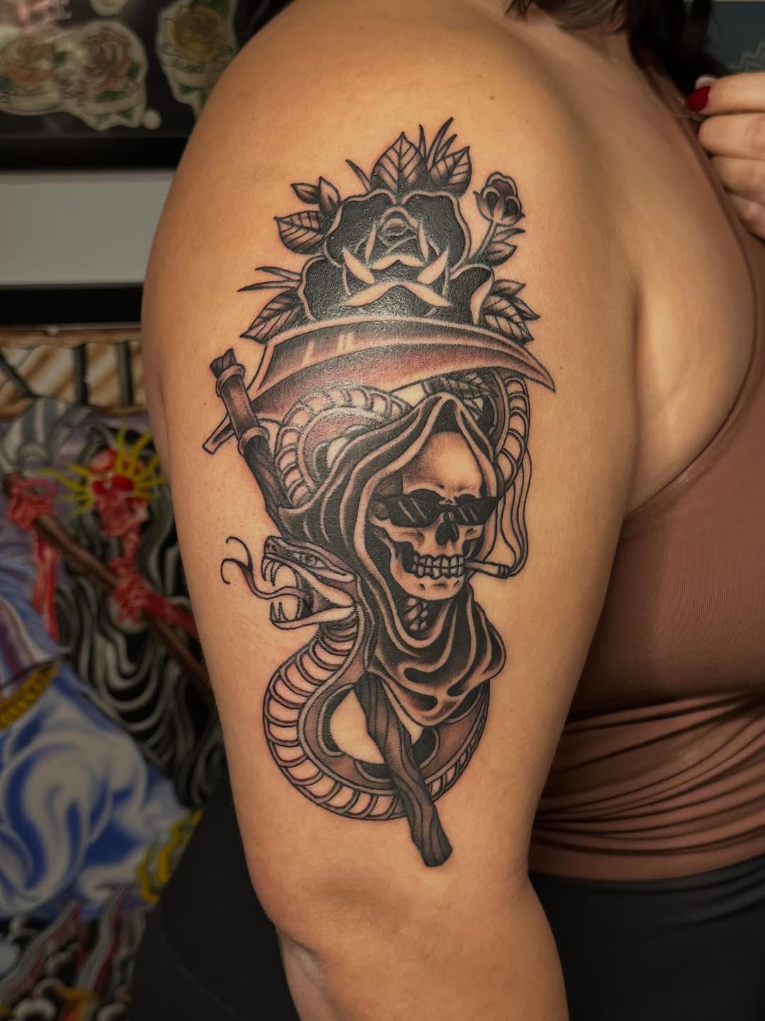 Tattoo by @cheech.tattoos — american_traditional, black_and_grey