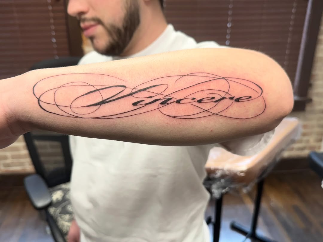 Tattoo by @lil_barbs — lettering_script, fine_line