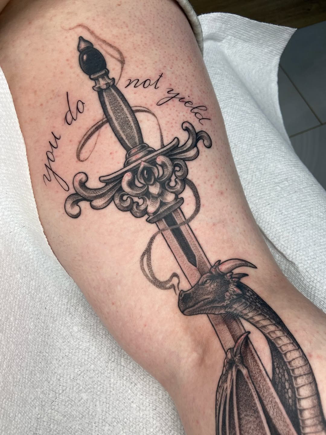 Tattoo by @blairrydell โ black_and_grey, lettering_script