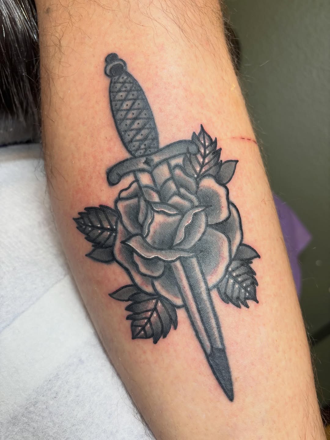 Tattoo by @malia_tattoos — american_traditional, black_and_grey
