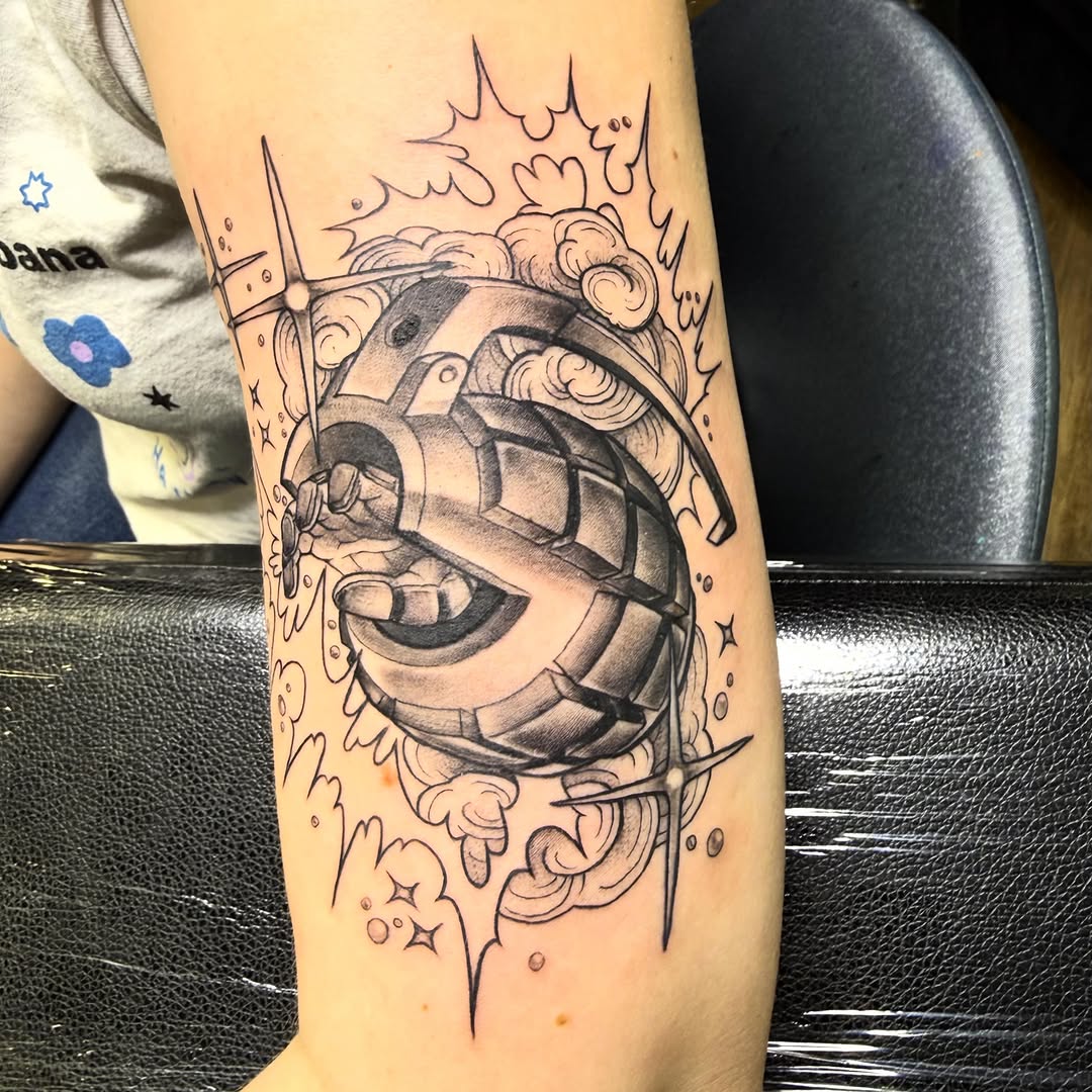 Tattoo by @chadmc509 — black_and_grey, new_school