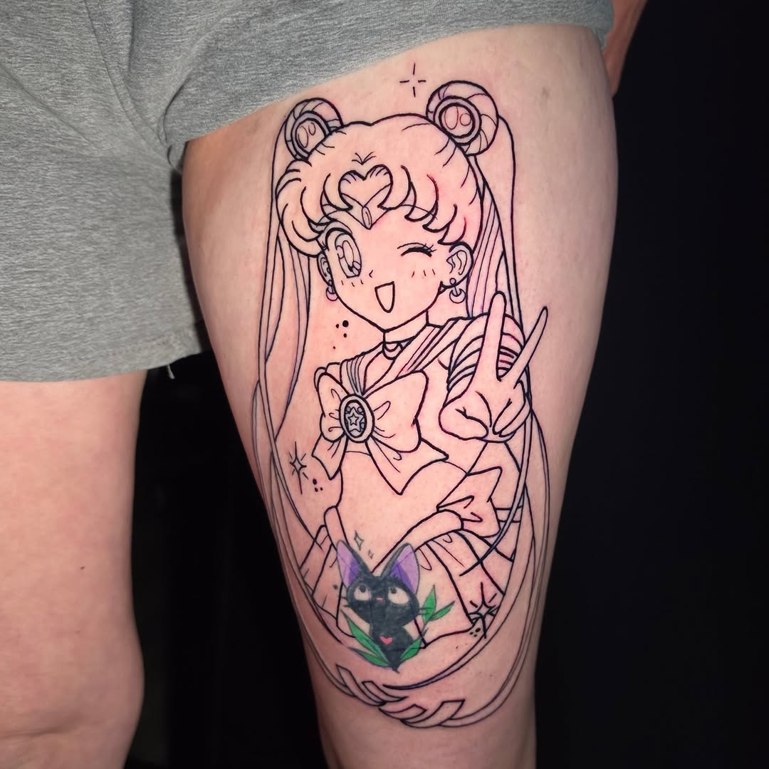 Tattoo by @ashweetattoo — anime, fine_line