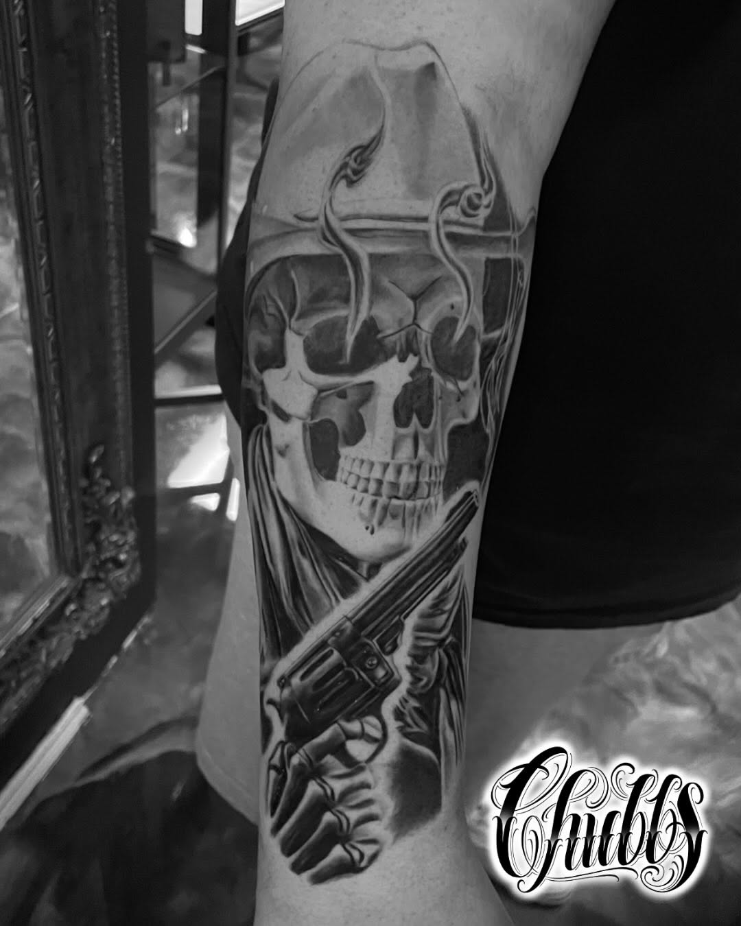 Tattoo by @tatsbychubbs — black_and_grey, realism