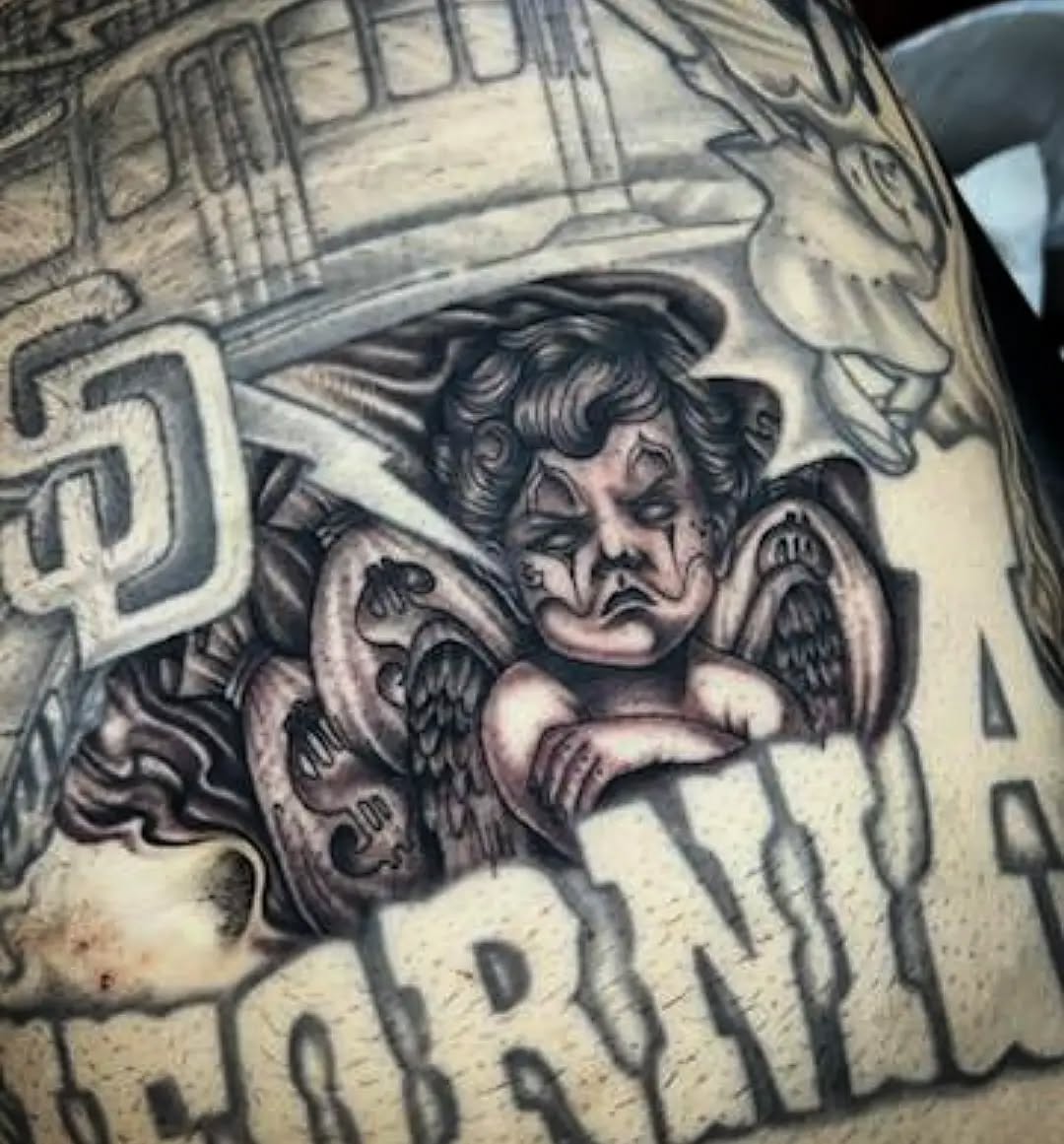 Tattoo by @bastardink — chicano, black_and_grey