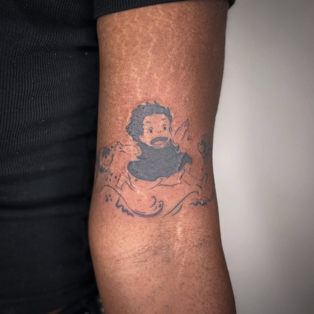 Tattoo by @soupytats — illustrative, anime