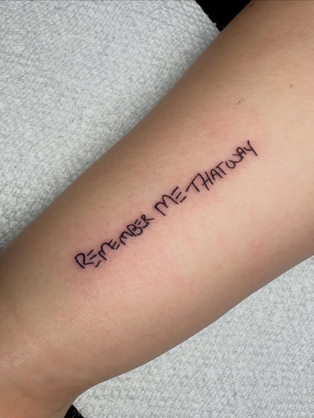 Tattoo by @torielyceart — lettering_script, fine_line