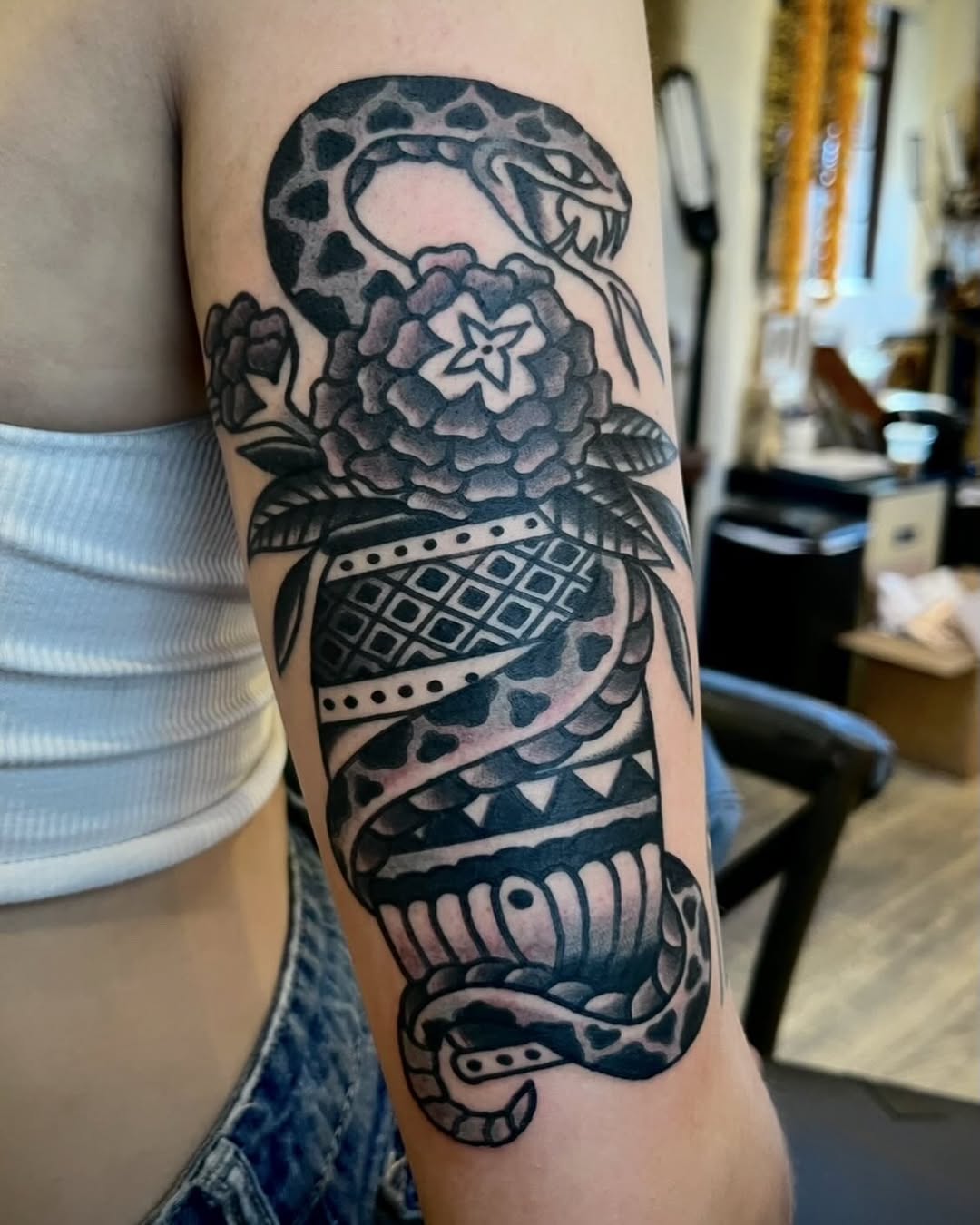 Tattoo by @elibernaltattoo — american_traditional, black_and_grey