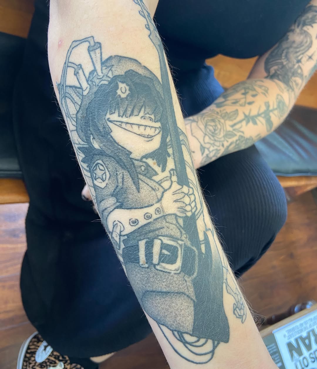 Tattoo by @hollyredwinter β anime, black_and_grey