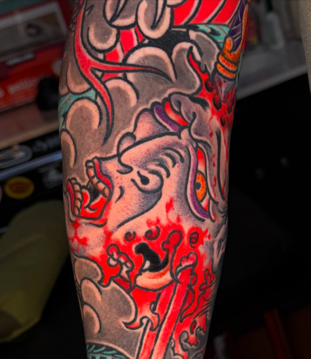 Tattoo by @old_man_rogers — japanese_irezumi, black_and_grey