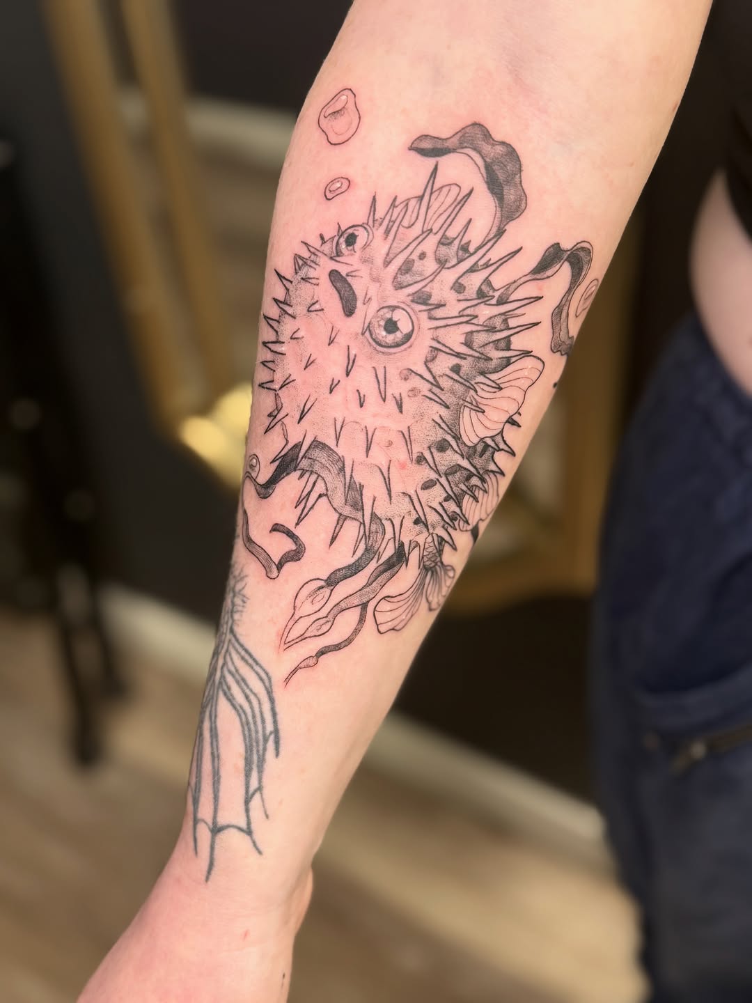 Tattoo by @scaledxwingstattoo — illustrative, black_and_grey