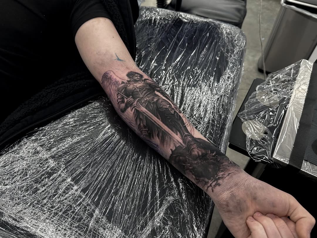 Tattoo by @davidbaenatattoo — realism, black_and_grey