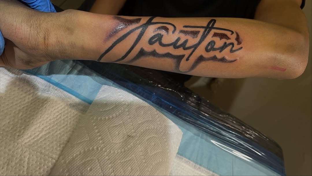 Tattoo by @illuminink.gallery — lettering_script, blackwork