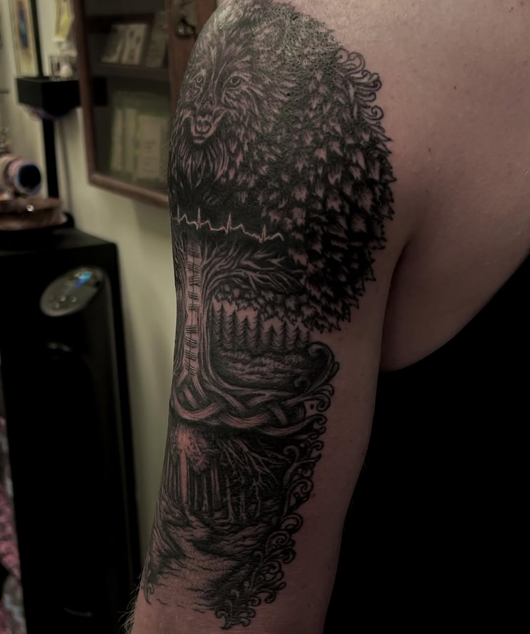 Tattoo by @diamondphoenix_ — black_and_grey, realism