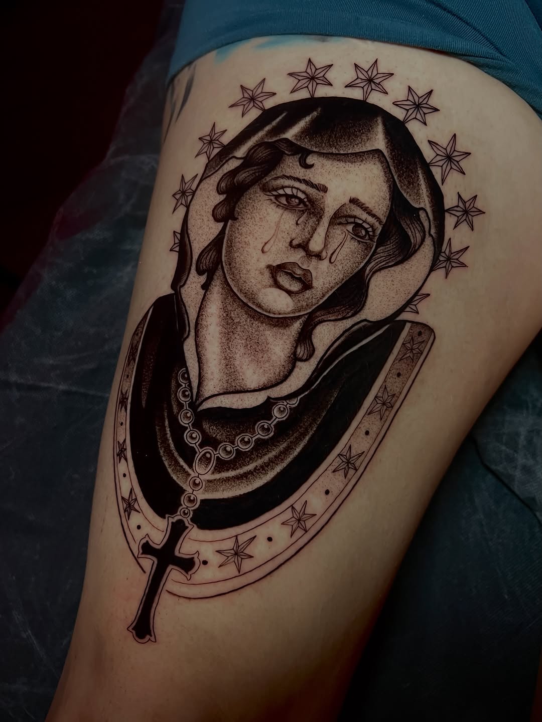 Tattoo by @oliviapakitsas — black_and_grey, chicano