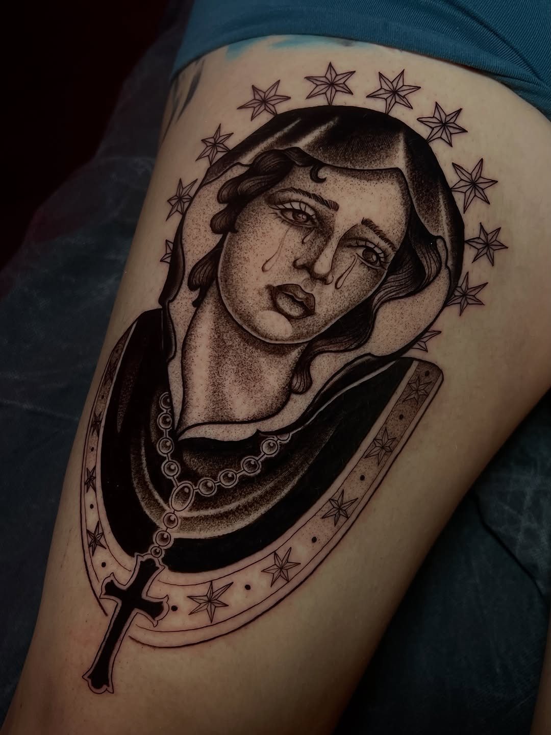 Tattoo by @oliviapakitsas — black_and_grey, chicano
