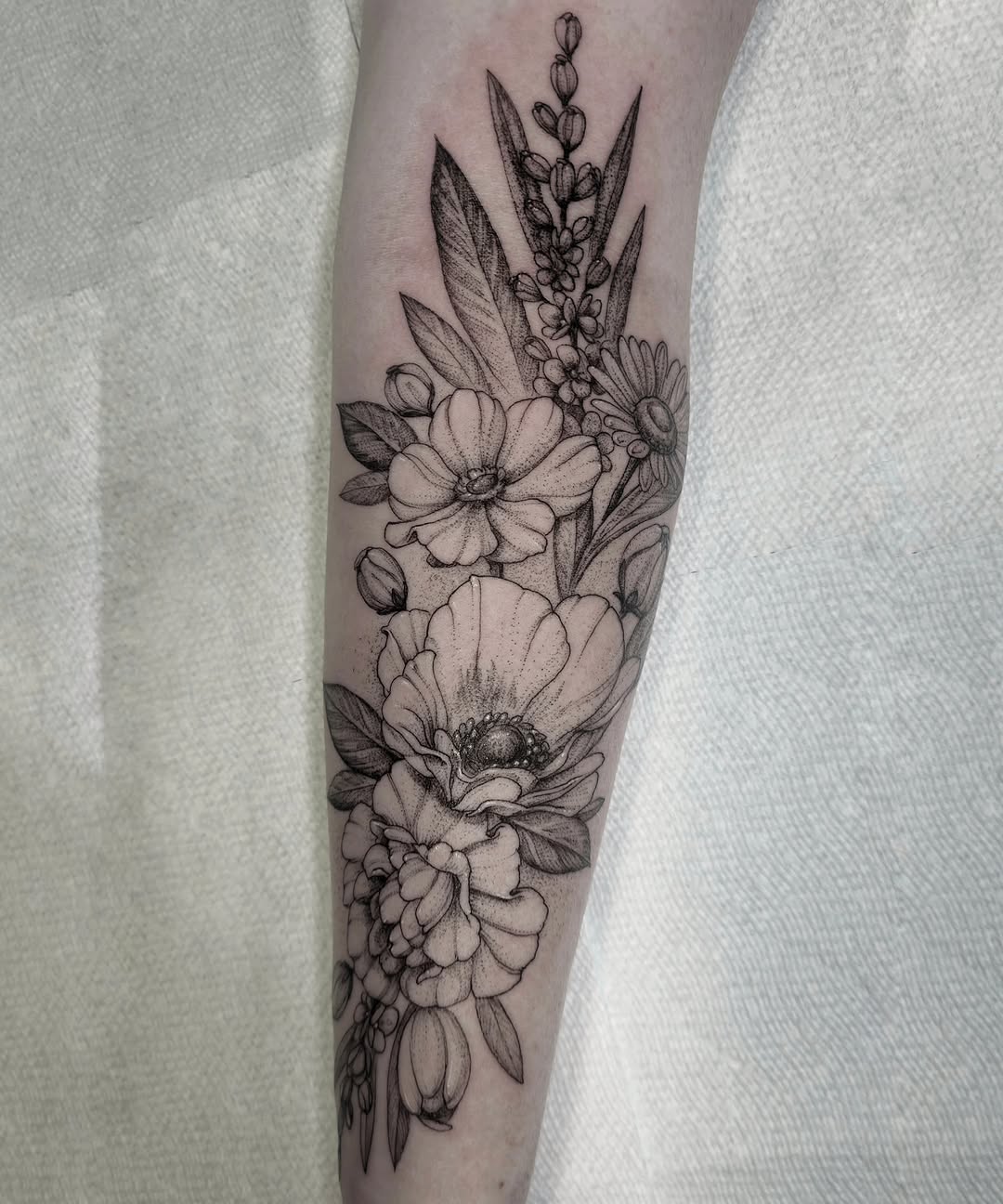 Tattoo by @matthew_barnett — illustrative, dotwork