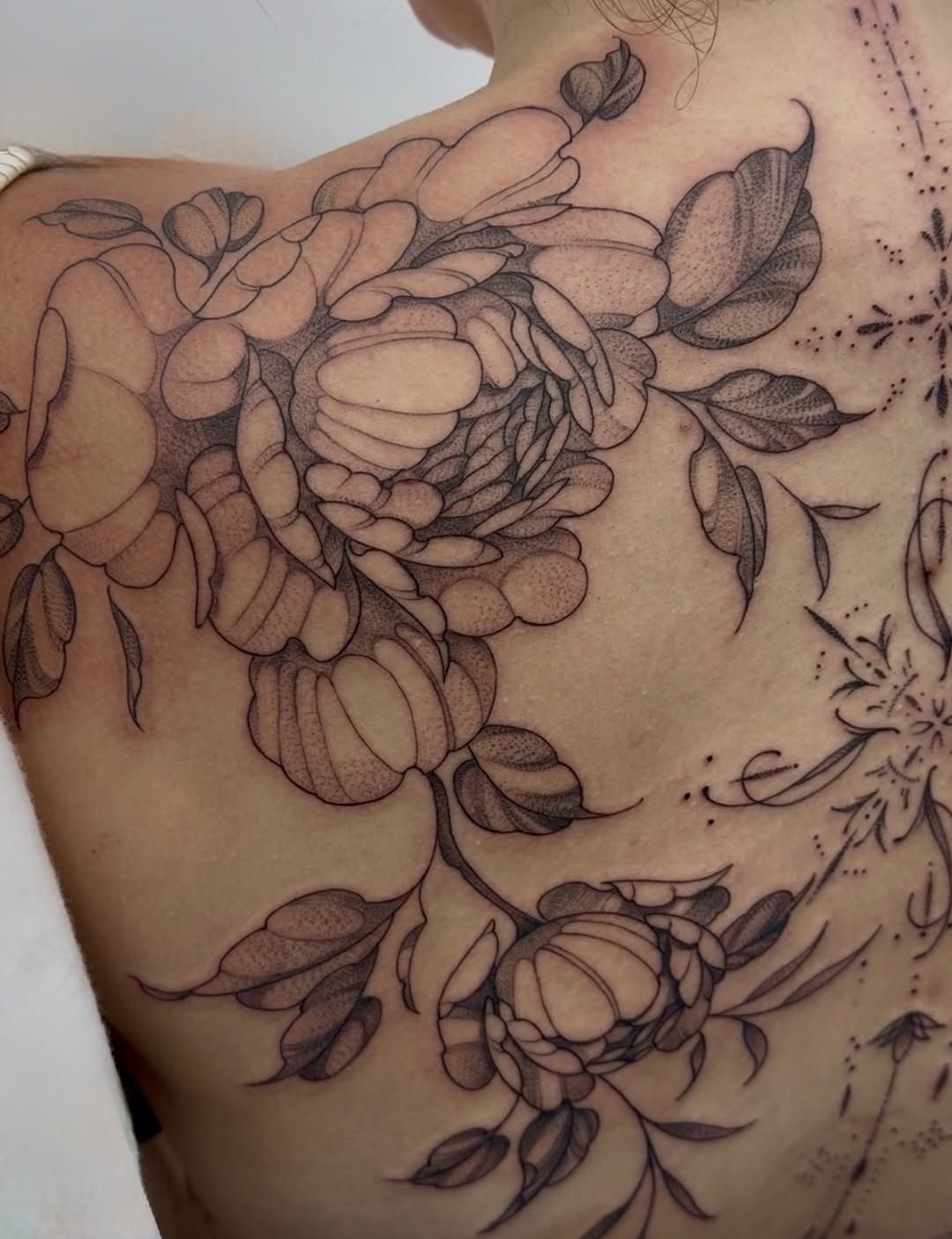 Tattoo by @chessa.marie — dotwork, black_and_grey