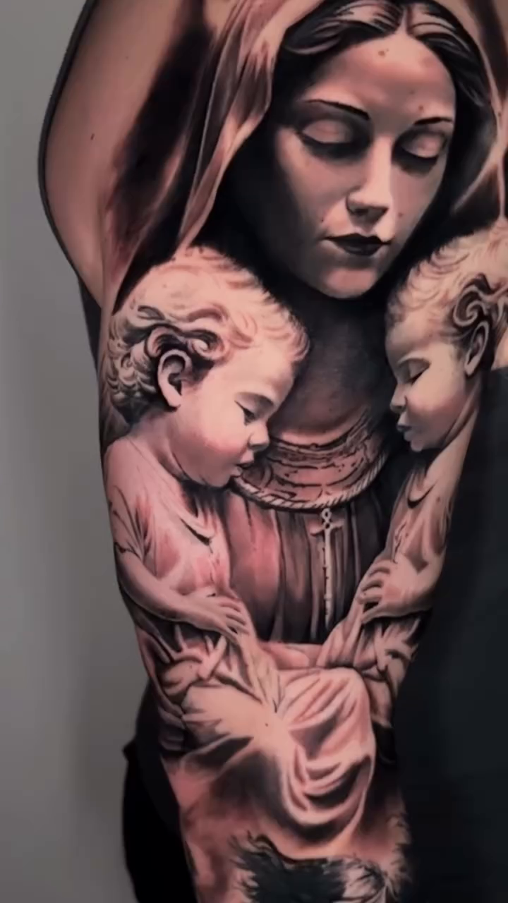 Tattoo by @angel.antonio.tattoos โ realism, black_and_grey