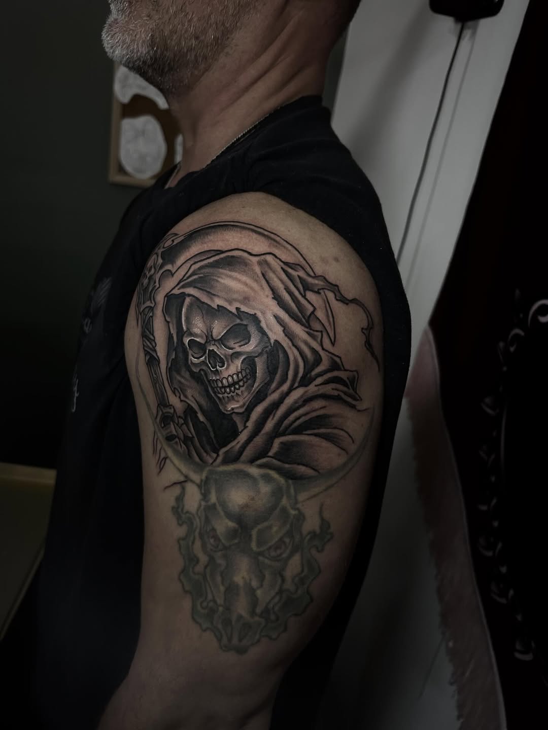 Tattoo by @dylanstevenstattoo — black_and_grey, realism