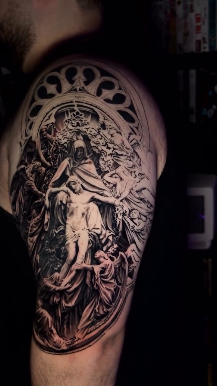 Tattoo by @itstommyink — black_and_grey, realism