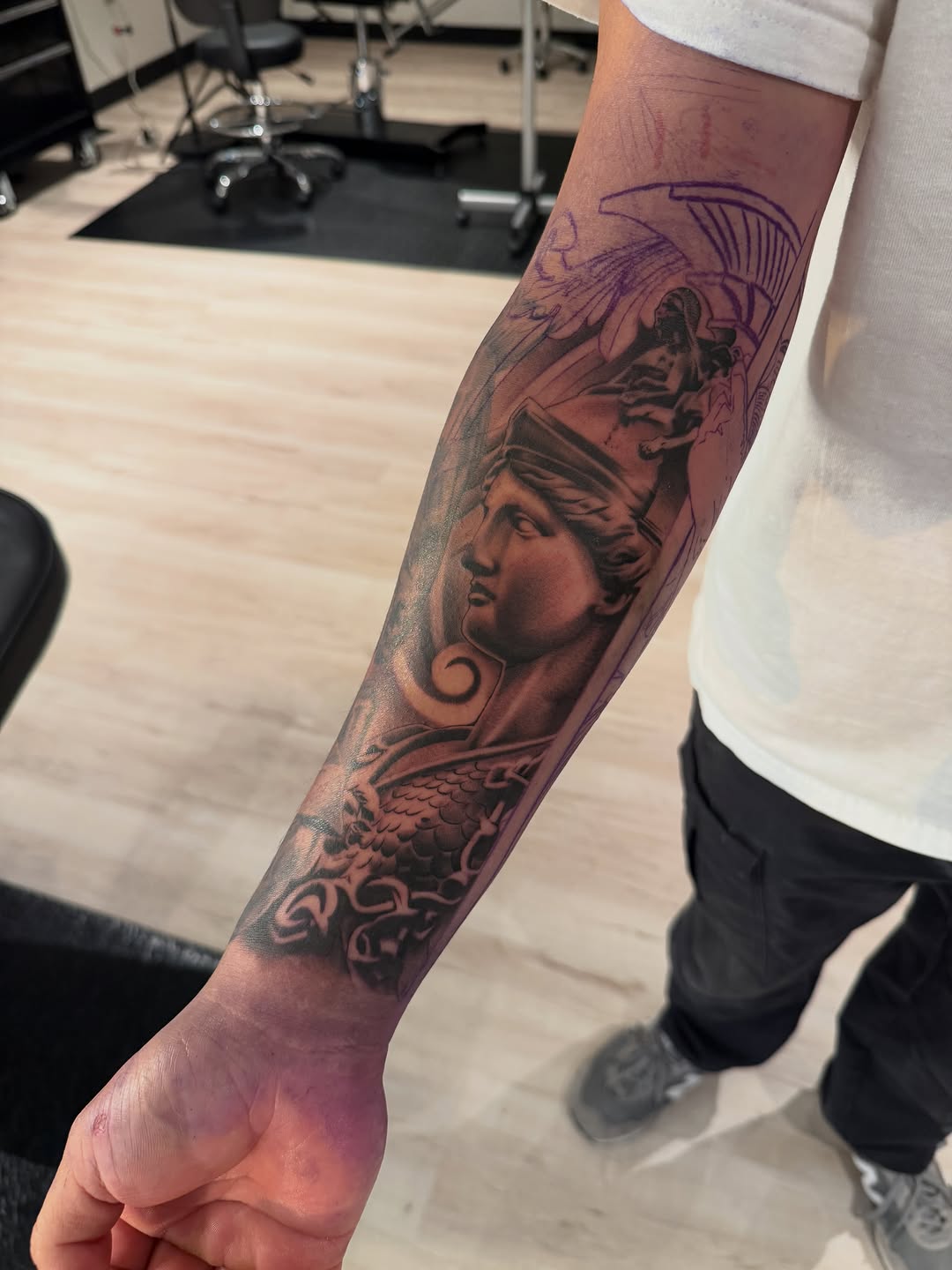 Tattoo by @stainlessneedle — realism, black_and_grey