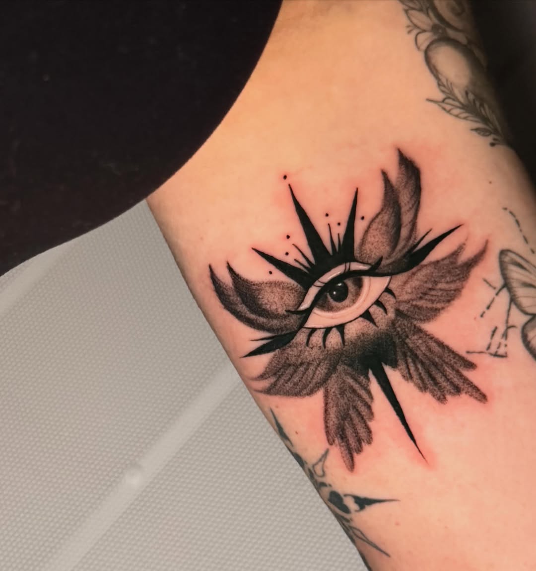 Tattoo by @inkszi — illustrative, black_and_grey