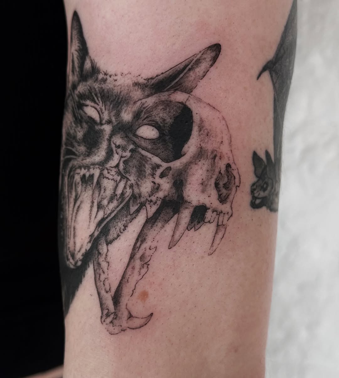 Tattoo by @ornatebones β black_and_grey, dark_realism